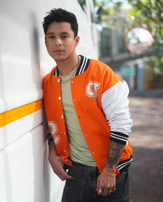 Exotix Orange Varsity jacket For Men's
