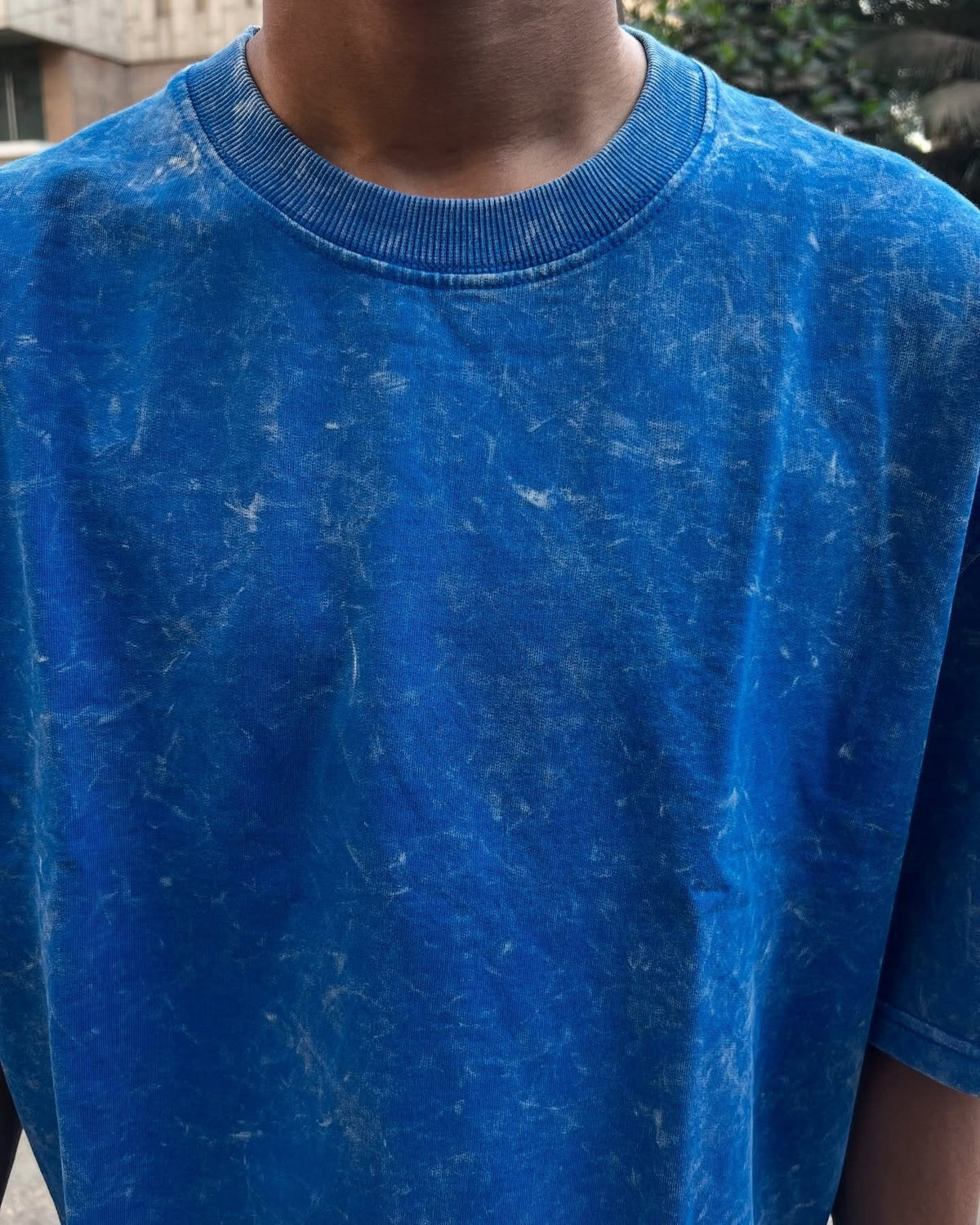 Royal Blue Acid Wash Oversized T-Shirt – Unisex Summer Streetwear Tee