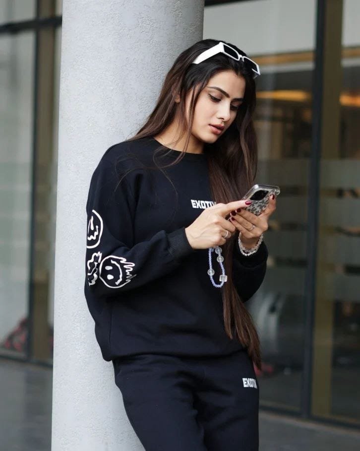 Exotix Fine AF Sweatshirt With Fire Baggy Track Pant