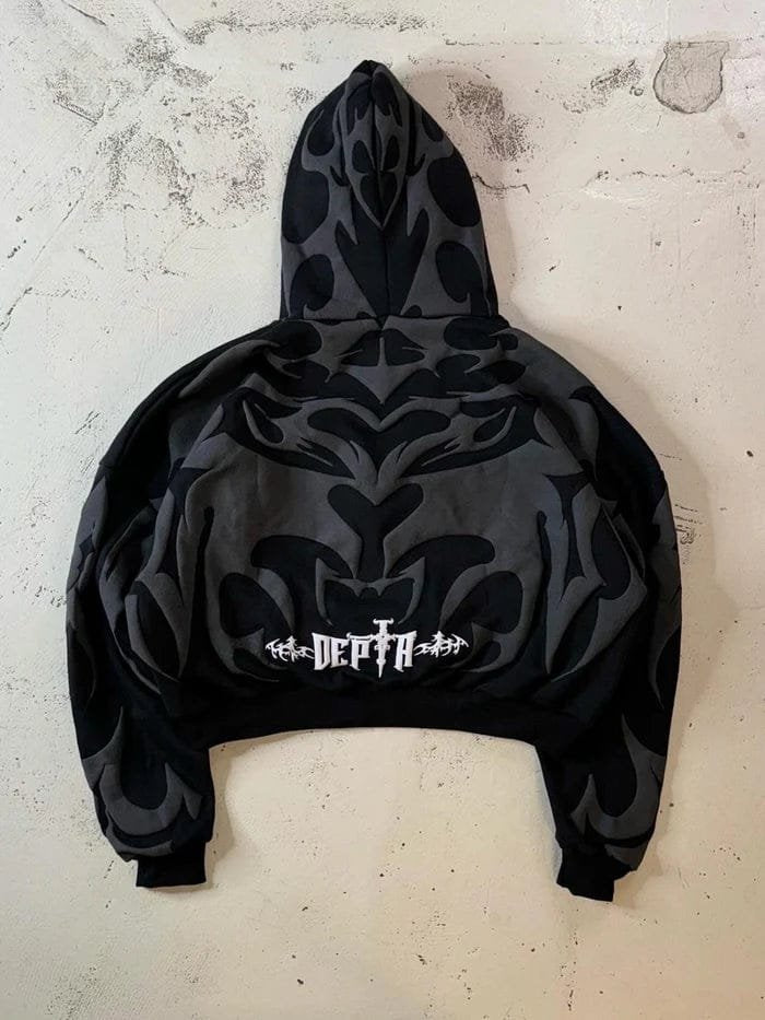 Depth Hoodie – Tribal Shadow Oversized Y2K | Exotix