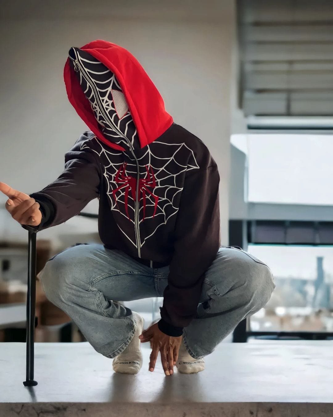 Exotix Full-Zip Double-Cap Spider-Man Hoodie: Unleash Your Inner Spidey