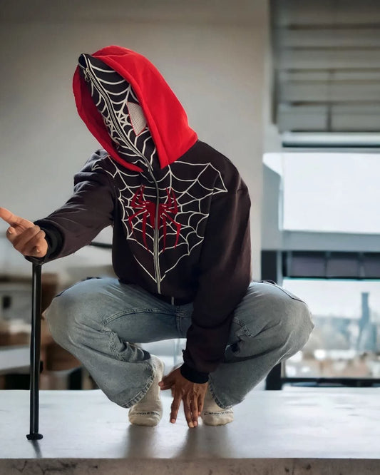 Exotix Full-Zip Double-Cap Spider-Man Hoodie: Unleash Your Inner Spidey