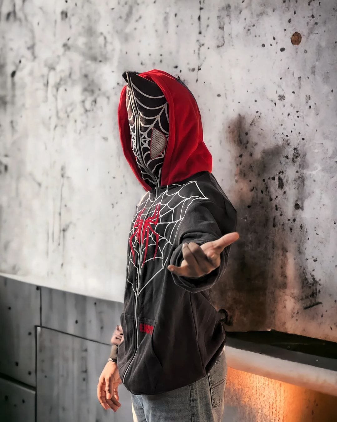 Exotix Full-Zip Double-Cap Spider-Man Hoodie: Unleash Your Inner Spidey