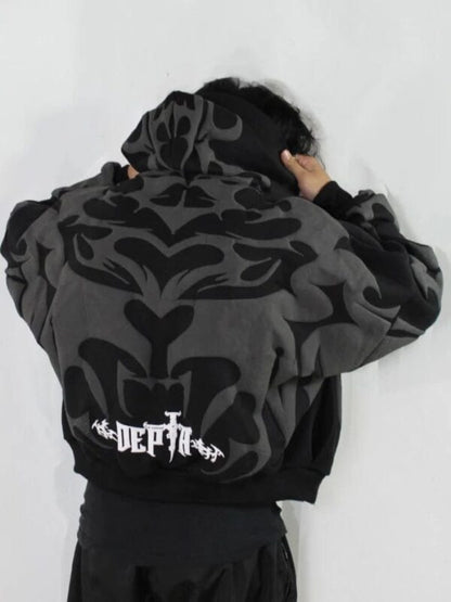 Tribal Shadow Depth Oversized Hoodie | Heatdrop® Stylish Streetwear