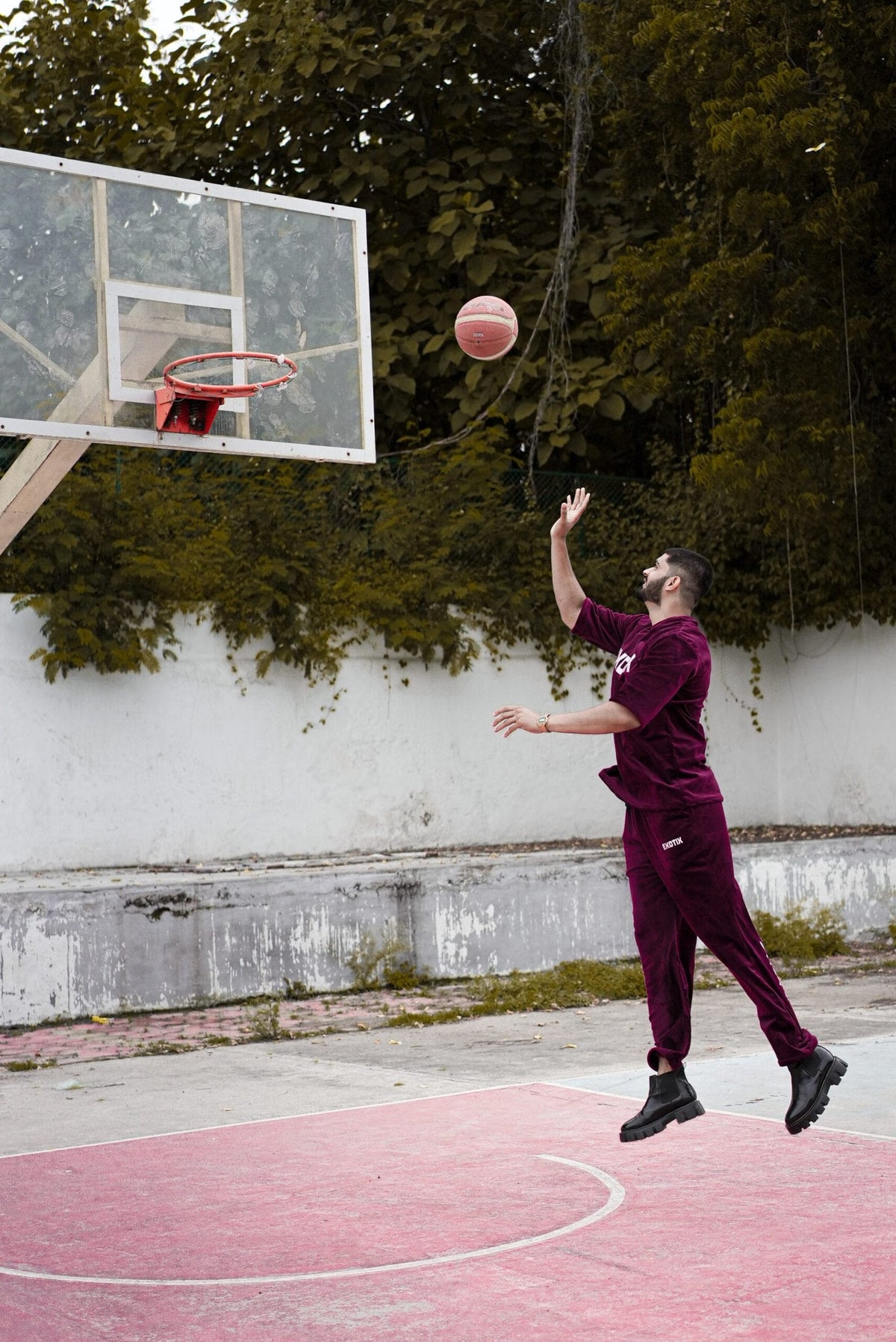Exotix Maroon Velvet Co-Ord For Men