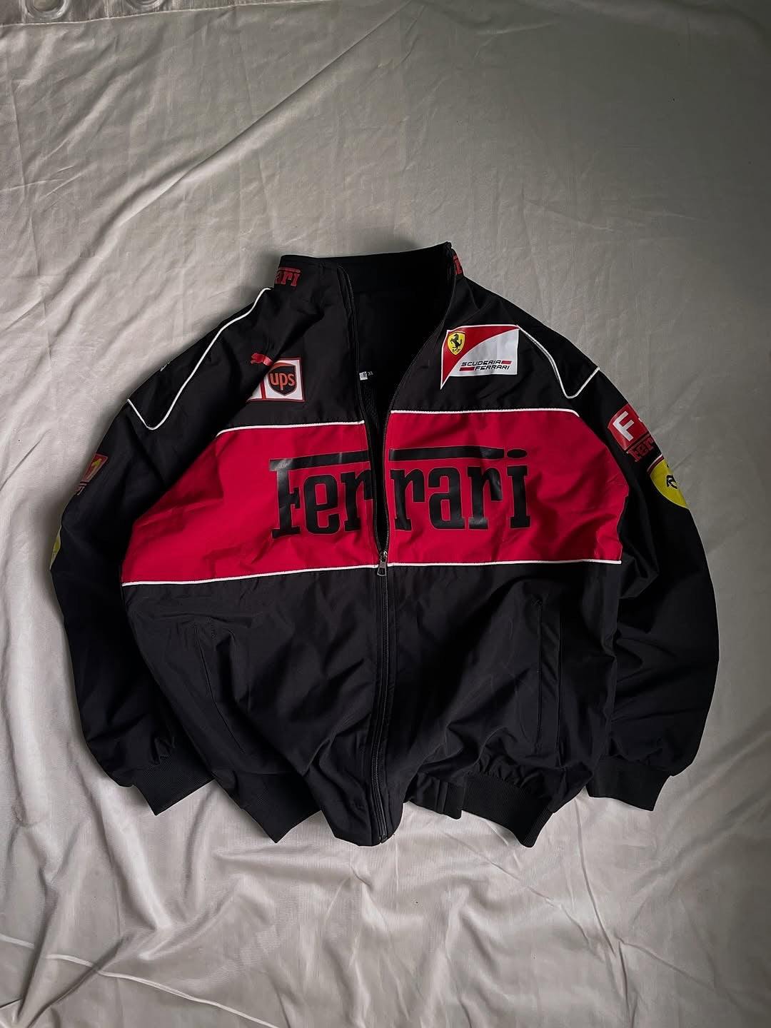 Black Ferrari F1 Vintage Jacket | Premium Unisex Motorsport Fashion | Ultra-Limited | HeatDrop® F1 Edition