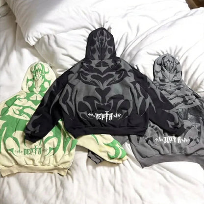 Tribal Shadow Depth Oversized Hoodie | Heatdrop® Stylish Streetwear