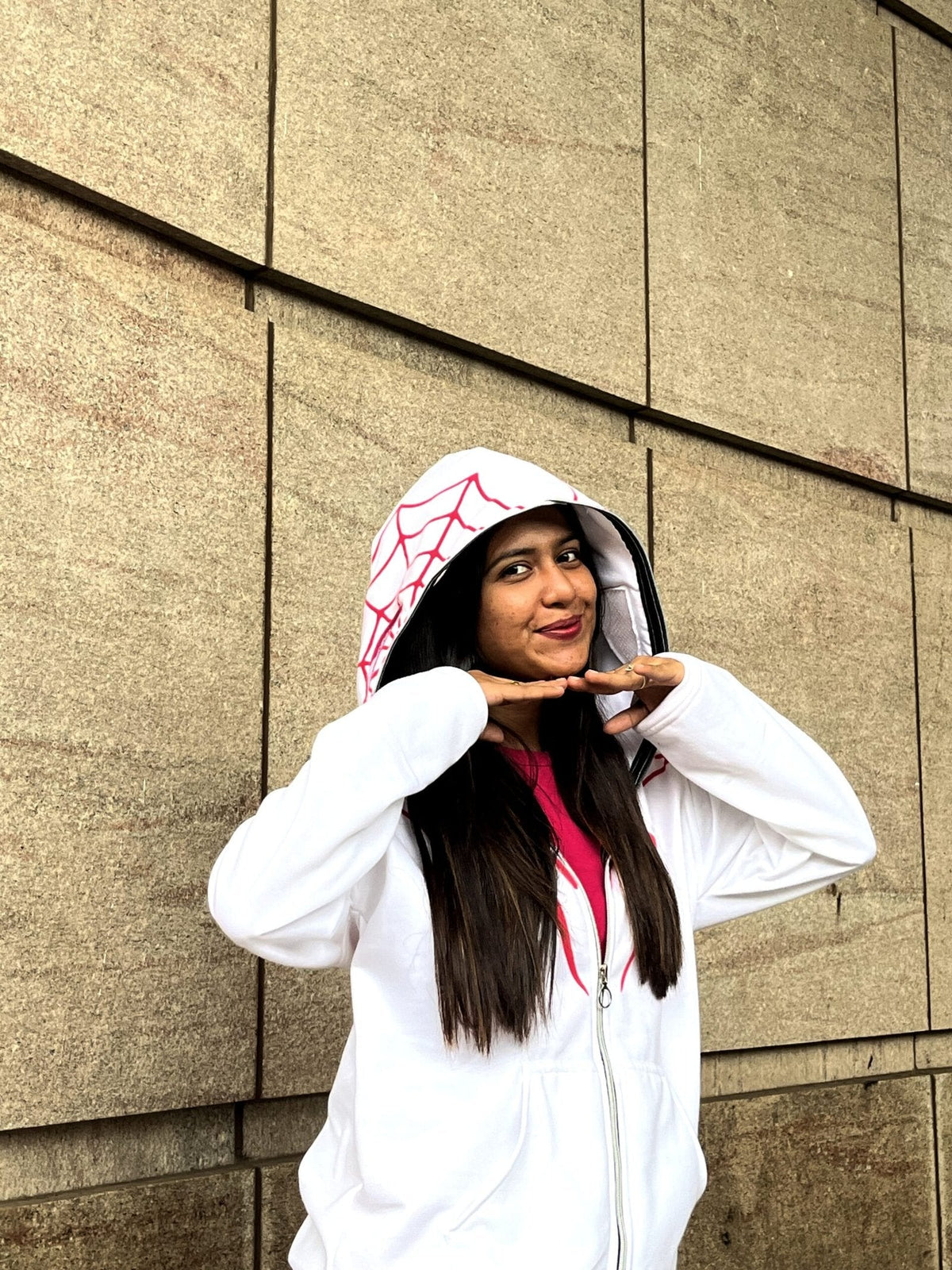 White Spiderman Hoodie – Full Zip Up Oversized Marvel Style | Exotix