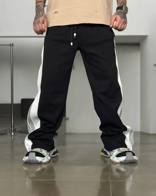 Exotix Grey Straight Fit Baggy Pants 3 Way Zip Up