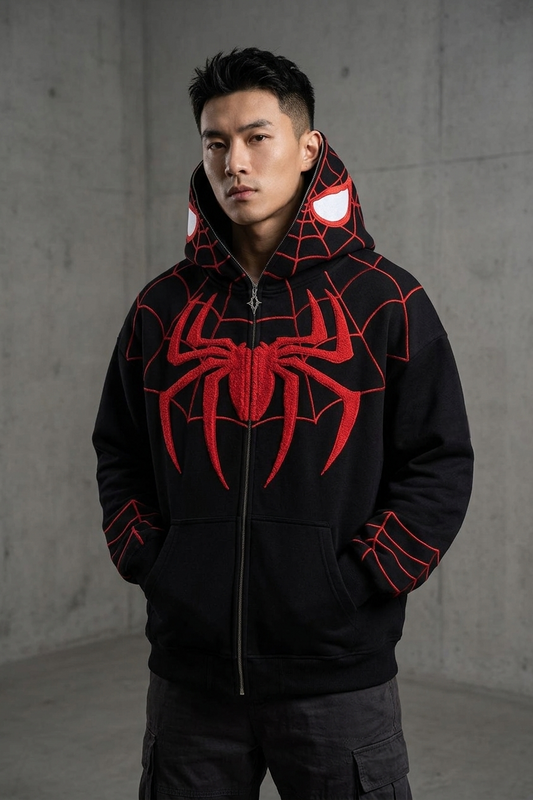 Spiderman Embroidered Hoodie – Premium High-Density Threadwork | Exotix