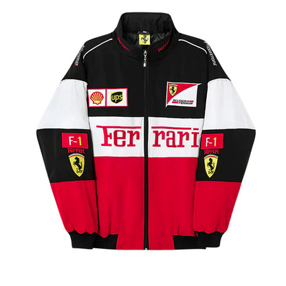 Tri-Color Ferrari F1 Vintage Racing Jacket Elegance Meets Racing Heritage | Ultra-Limited | HEATDROP® F1 Edition