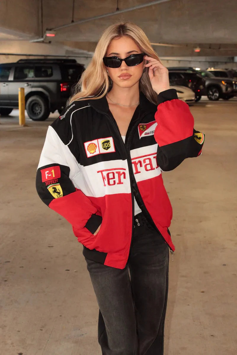 Tri-Color Ferrari F1 Vintage Racing Jacket Elegance Meets Racing Heritage | Ultra-Limited | HEATDROP® F1 Edition
