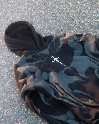 Tribal Shadow Depth Oversized Hoodie | Heatdrop® Stylish Streetwear