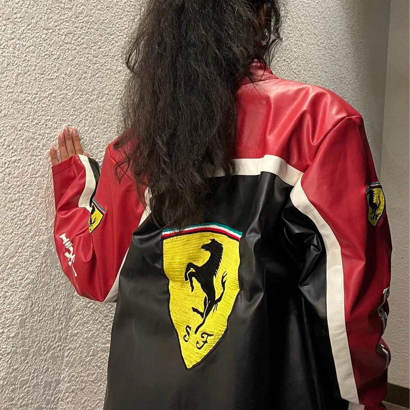 Formula 1 Ferrari Leather Jacket - Premium Oversized Edition