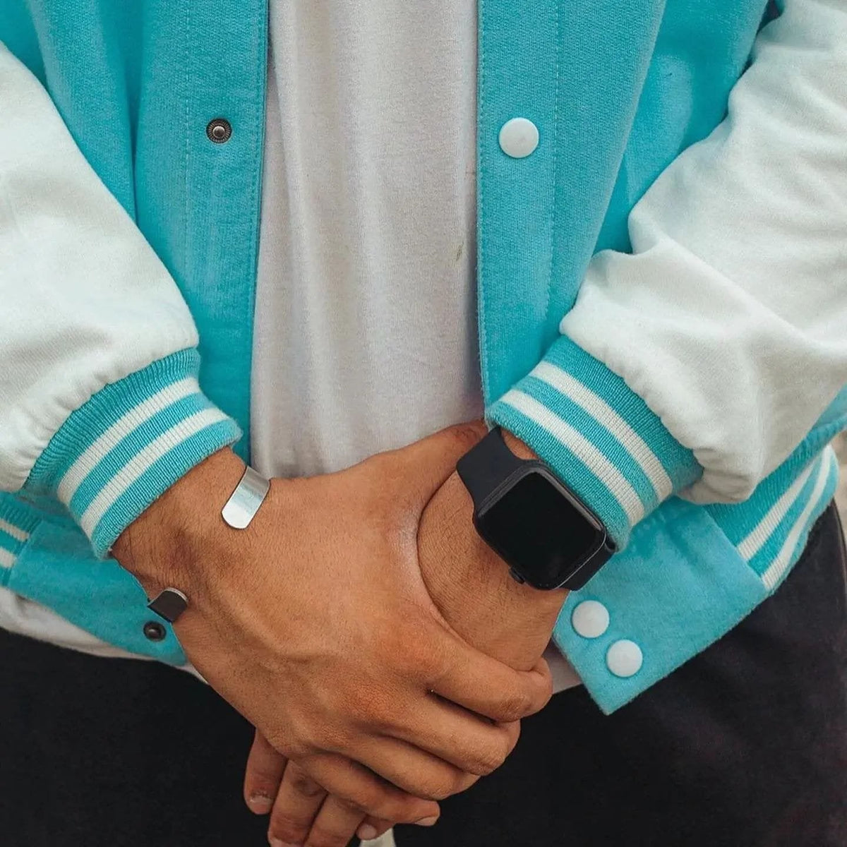 Sky Blue Varsity Jacket For Men's