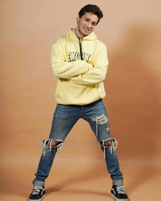 Exotix Printed Lemon Yellow Hoodie