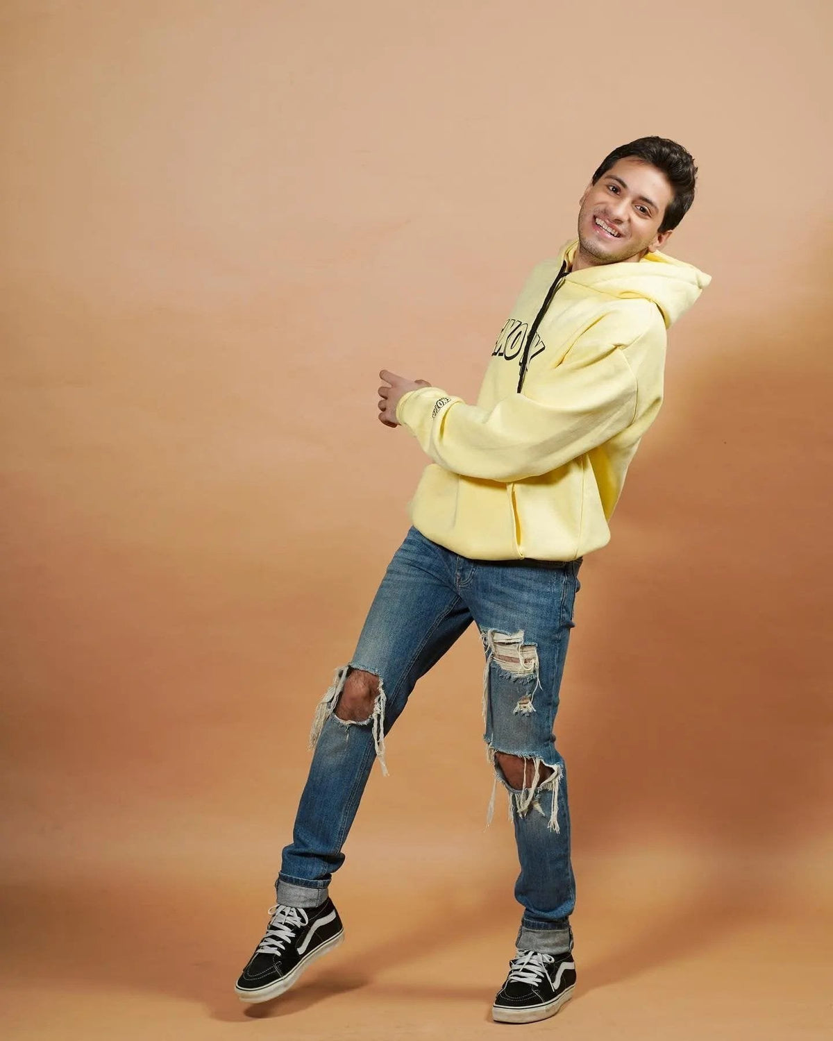 Exotix Printed Lemon Yellow Hoodie