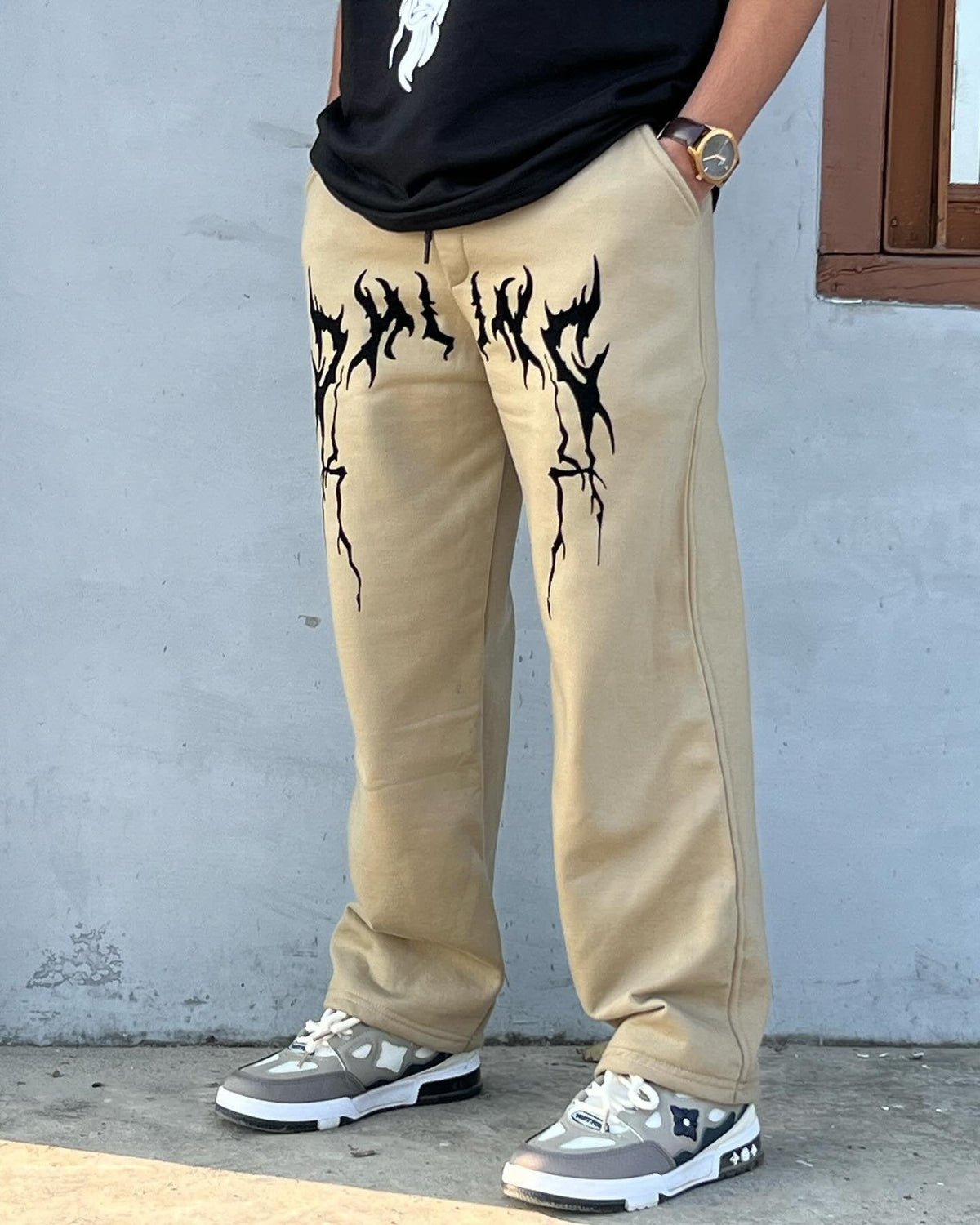 Y2K Khaki Low Rise Baggy Pants Vintage Grunge For Men's