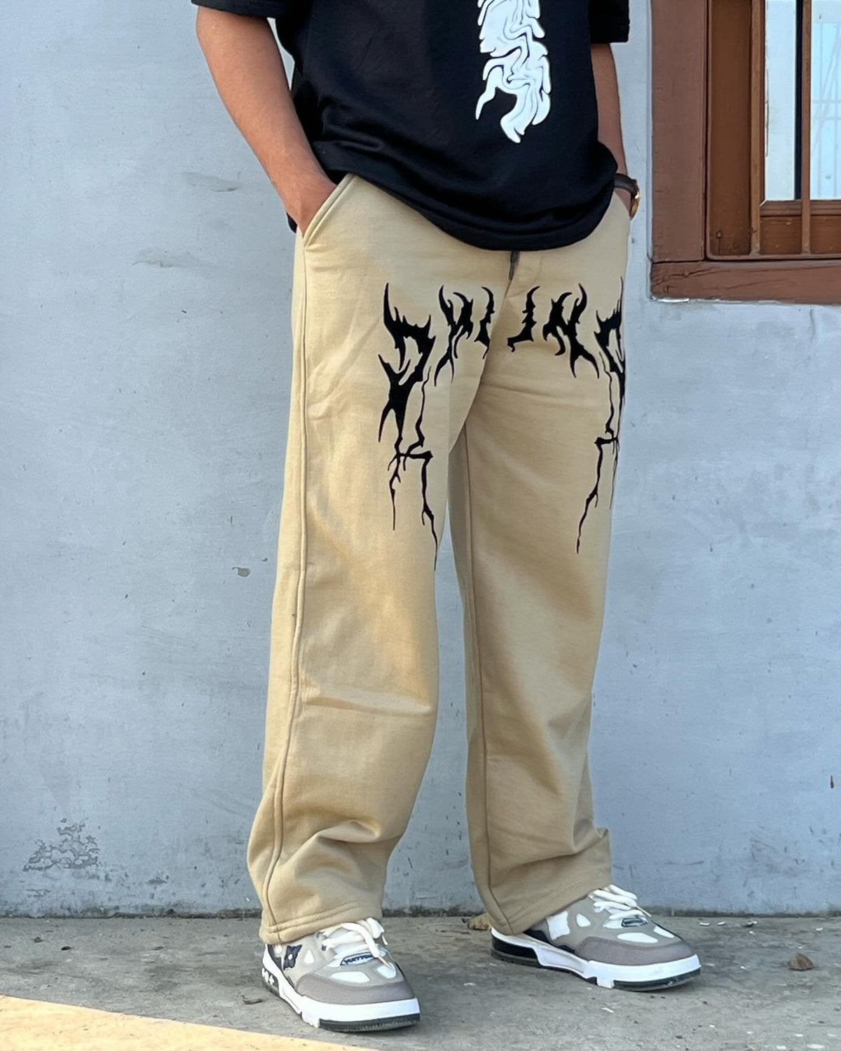 Y2K Khaki Low Rise Baggy Pants Vintage Grunge For Men's