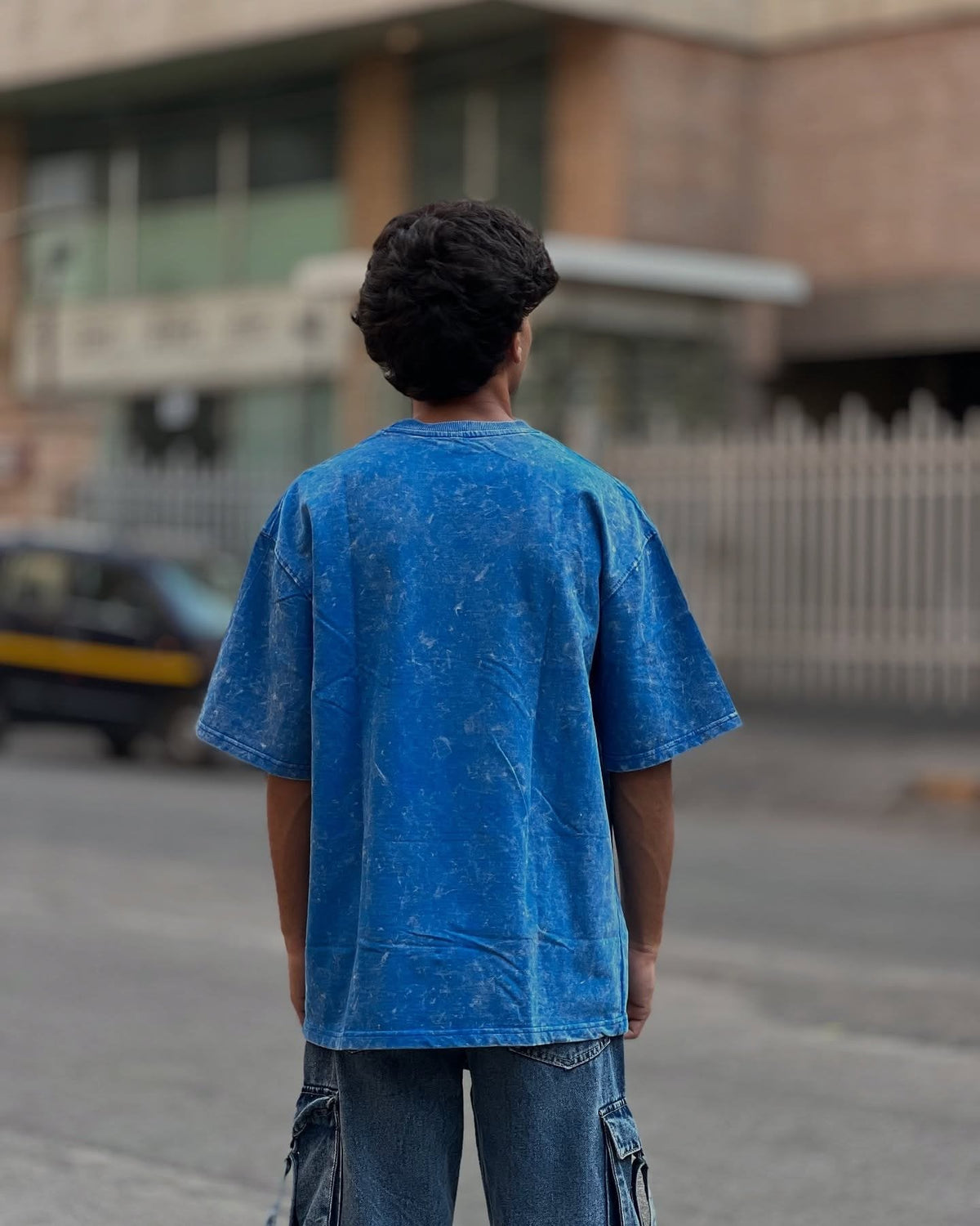 Royal Blue Acid Wash Oversized T-Shirt – Unisex Summer Streetwear Tee