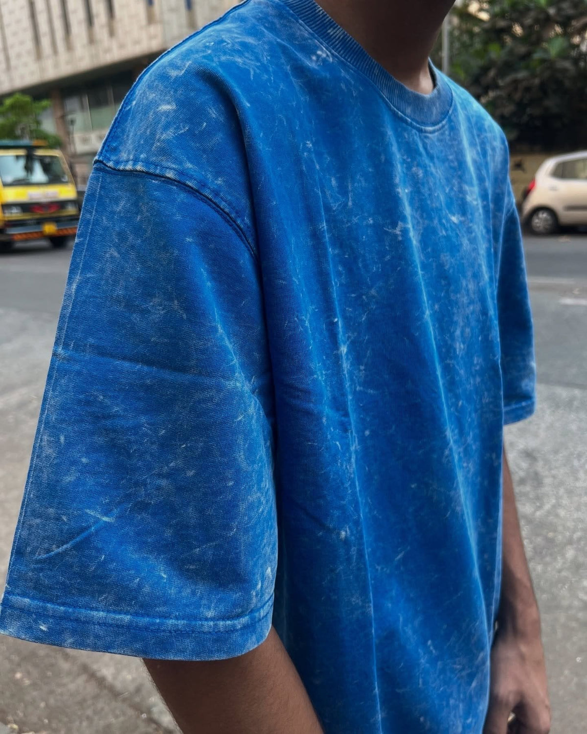 Royal Blue Acid Wash Oversized T-Shirt – Unisex Summer Streetwear Tee