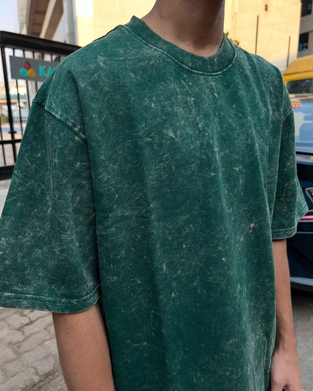 Exotix Bottle Green Acid Wash Oversized T-Shirt | Unisex Trendy Summer Wear