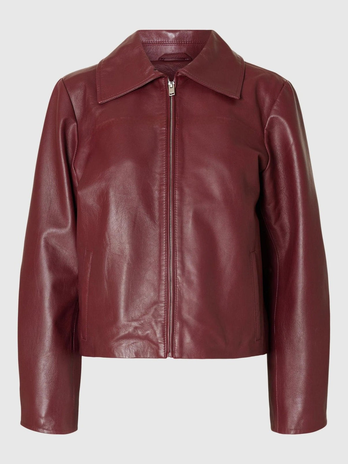 Burgundy Crop Leather Jacket – Boxy Fit Premium Streetwear