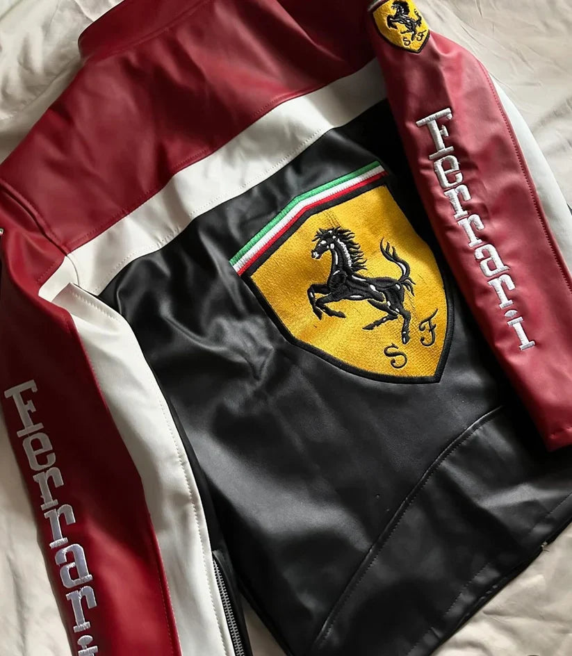 Formula 1 Ferrari Leather Jacket - Premium Oversized Edition