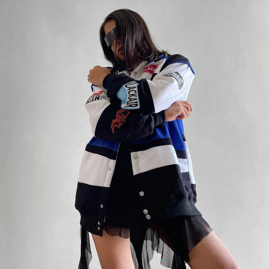 Black Air Classic Vintage Racing Jacket – Iconic Style for Motorsport | HeatDrop®  Edition